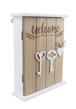 Ahşap Anahtar Tasarımlı Home Sweet Home Anahtar Askısı Welcome Detaylı Duvar Organizer 28 cm