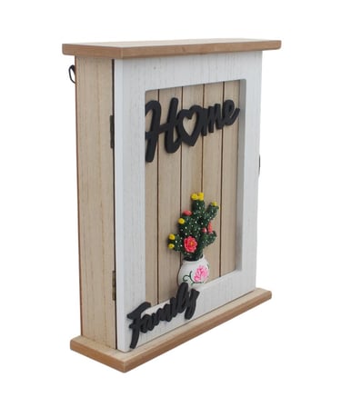 Ahşap Ev Tasarımlı Home Sweet Home Anahtar Askısı Family Detaylı Duvar Organizer 27 cm Duvar Süsü