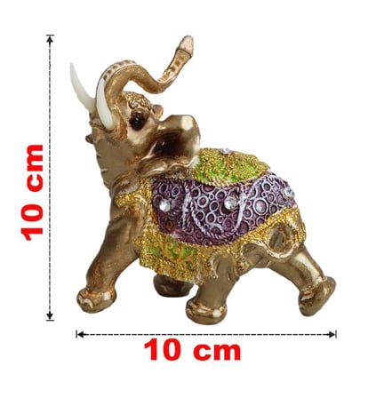 Yaldız İşlemeli Feng Shui Bereket Sembolü 2'li Fil Heykeli Dekoratif Biblo Ev Ofis Masa Süsü 10 cm.