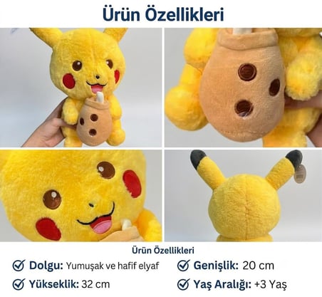 2li Pokemon GO Pikachu Peluş Oyuncak 32 Cm İthal Soft Kumaş Büyük Boy Uyku Oyun Arkadaşı Seti 2 Adet