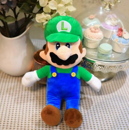 İthal Kadifemsi Kumaş Süper Mario Luigi Peluş Oyuncak 27 Cm Uyku Oyun Arkadaşı Orta Boy Yeşil