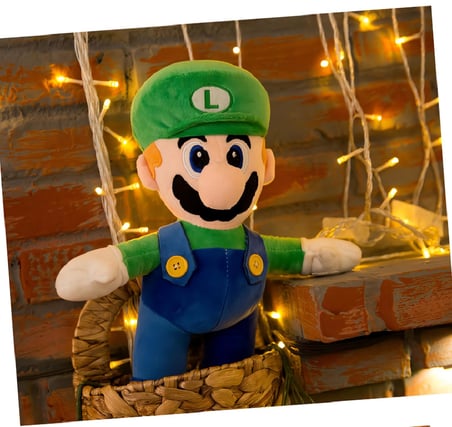 İthal Kadifemsi Kumaş Süper Mario Luigi Peluş Oyuncak 27 Cm Uyku Oyun Arkadaşı Orta Boy Yeşil