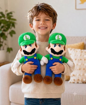 İthal Kadifemsi Kumaş Süper Mario Luigi Peluş Oyuncak 27 Cm 2’li Paket Uyku Oyun Arkadaşı Orta Boy