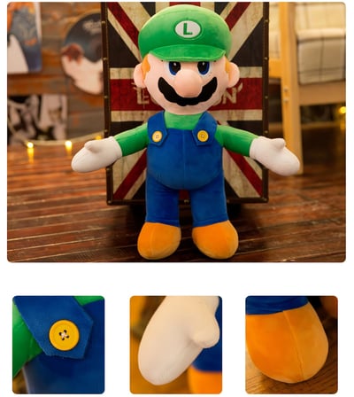 İthal Kadifemsi Kumaş Süper Mario Luigi Peluş Oyuncak 27 Cm 2’li Paket Uyku Oyun Arkadaşı Orta Boy