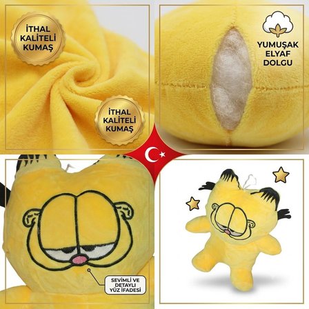 2li Paket Garfield Peluş Oyuncak 24 Cm Yumuşak Uyku Arkadaşı Yastık Peluş Karakter Figür Seti 2 Adet