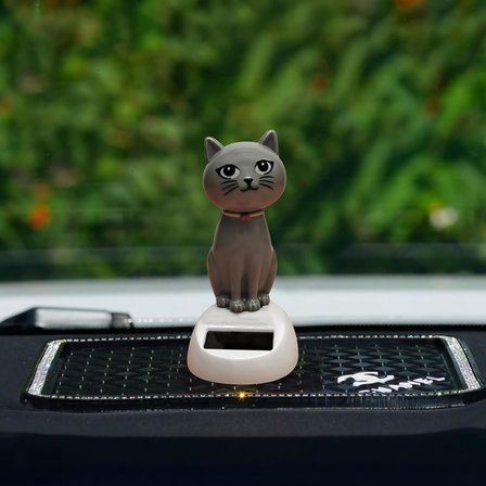 Solar Güneş Enerjili Sallanan Dans Eden Kedi Figürü Araba Torpido Masaüstü Dekor Biblo 10 Cm