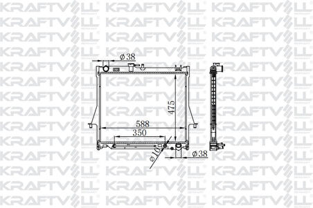 İsuzu Ticarı Motor Su Radyatoru Brazıng İsuzu D-Max 4x4 3,0 07>12 Otomatık Vites (475x588x16) - Kraftvoll 08040057