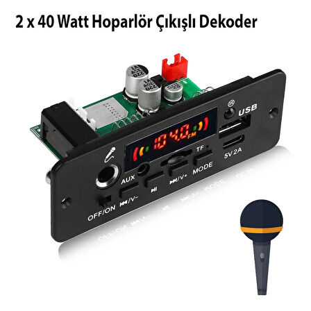 2 x 40 Watt Hoparlör Çıkışlı ve Anfili Karaoke Dekoder (  Bluetooth , aux grişi , Usb , Tf Kart , Fm Radyo , Mp3 çalar )