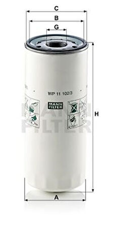 Renault Truck Yag Filtresi (by Pass) Renault Kerax 370/410/450 05> Magnum 480 04>06 Premium 430/440/460 06> - Mann Wp11102/3