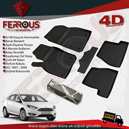 Ford Focus 4 Refref 4D Havuzlu Kauçuk Paspas 2015 ve Üstü Siyah