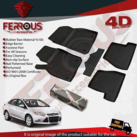 Ford Focus 3 Sedan 4D Paspas Siyah ve İ.Z. Bagaj Havuzu 2011 2014