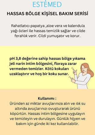 Estemed Papatya Özlü Hassas Bölge Yıkama Jeli & Intimate Wash Gel For Women 200ml