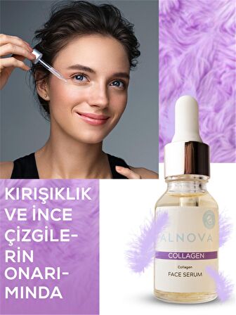 Alnova Collagen Tüm Cilt Tipleri İçin Su Bazlı Yağsız Nemlendirici Yüz Bakım Serumu 15 ml