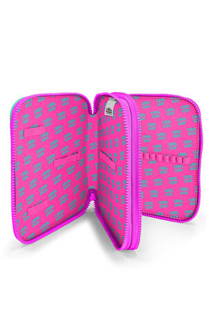 Coral High Kids Lavanta Su Yeşili Unicorn Desenli Çift Katlı Kalem Çanta 11129