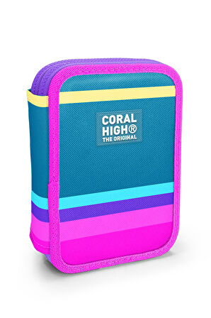 Coral High Kids Pembe Pastel Renkli Çift Katlı Kalem Çanta 11136