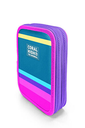 Coral High Kids Pembe Pastel Renkli Çift Katlı Kalem Çanta 11136