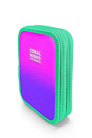 Coral High Kids Pembe Mor Renk Geçişli Çift Katlı Kalem Çanta 11137