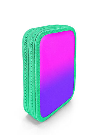 Coral High Kids Pembe Mor Renk Geçişli Çift Katlı Kalem Çanta 11137