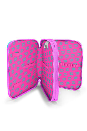 Coral High Kids Mor Pembe Unicorn Deniz Kızı Desenli Çift Katlı Kalem Çanta 11138