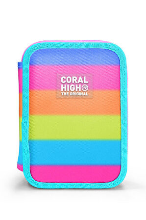 Coral High Kids Renkli Çizgili Çift Katlı Kalem Çanta 11140