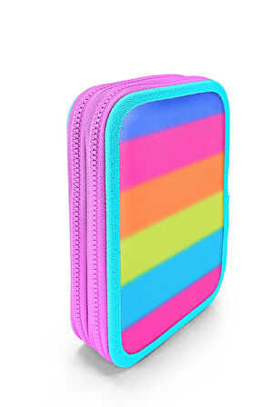 Coral High Kids Renkli Çizgili Çift Katlı Kalem Çanta 11140