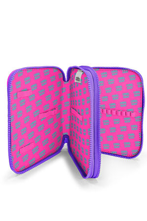 Coral High Kids Çok Renkli Kalp Desenli Çift Katlı Kalem Çanta 11145