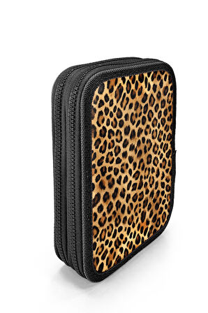 Coral High Kahverengi Leopar Desenli Çift Katlı Kalem Çanta 11147