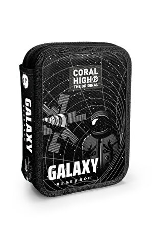 Coral High Kids Siyah Galaxy Desenli Çift Katlı Kalem Çanta 11148