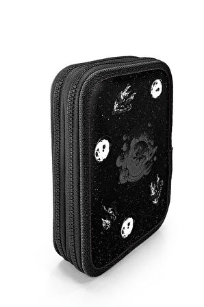 Coral High Kids Siyah Galaxy Desenli Çift Katlı Kalem Çanta 11148