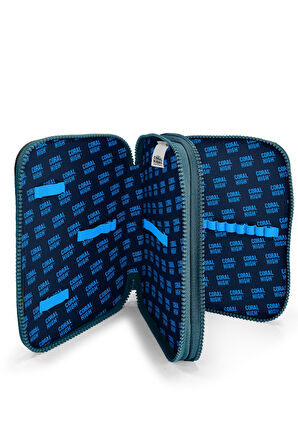 Coral High Kids Siyah Nefti Yarış Arabası Desenli Çift Katlı Kalem Çanta 11151