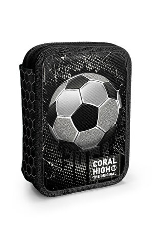 Coral High Kids Futbol Desenli Çift Katlı Kalem Çanta 11153  