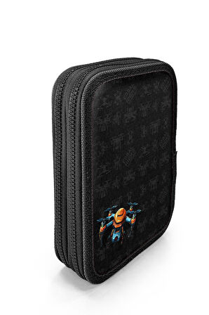 Coral High Siyah Drone Desenli Çift Katlı Kalem Çanta 11158