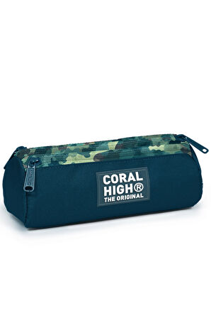 Coral High Kids Nefti Kamuflaj Desenli Üç Bölmeli Kalem Çantası 11160
