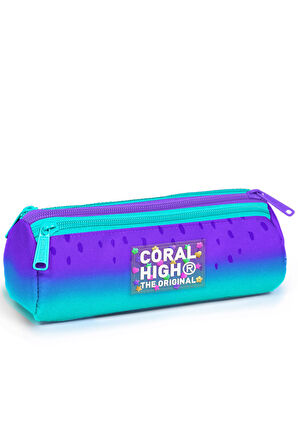 Coral High Kids Mor Lila Renk Geçişli Üç Bölmeli Kalem Çantası 11164