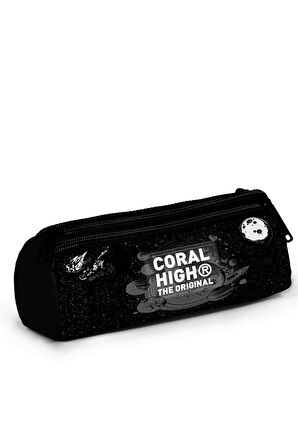 Coral High Kids Siyah Galaxy Desenli Üç Bölmeli Kalem Çantası 11171