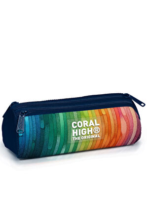 Coral High Kids Lacivert Renkli Çizgili Üç Bölmeli Kalem Çantası 11190