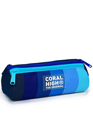 Coral High Kids Renkli Çizgili Üç Bölmeli Kalem Çantası 11195