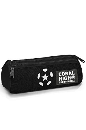 Coral High Kids Siyah Futbol Desenli Üç Bölmeli Kalem Çantası 11198