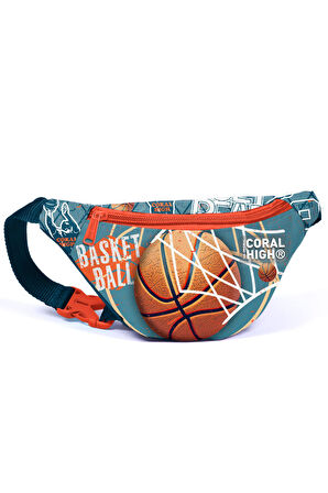 Coral High Kids Nefti Turuncu Basketbol Desenli Bel Çantası 11527