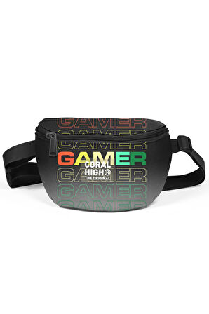Coral High Siyah Gri Gamer Desenli Bel Çantası 11548