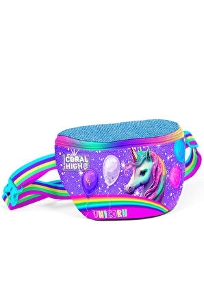 Coral High Kids Mor Pembe Simli Unicorn Desenli Bel Çantası 11555