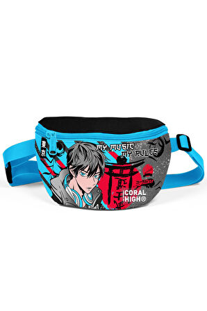 Coral High Kids Siyah Mavi Anime Desenli Bel Çantası 11558