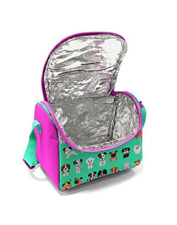 Coral High Su Yeşili Pembe Köpek Desenli Thermo Beslenme Çantası 11715