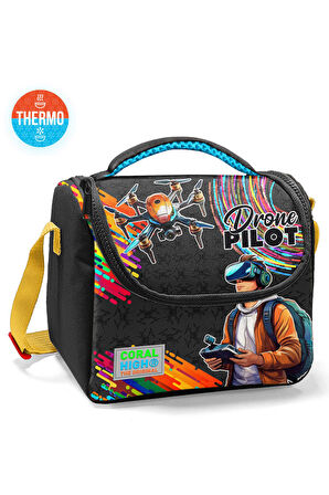 Coral High Kids Siyah Drone Desenli Thermo Beslenme Çantası 11796