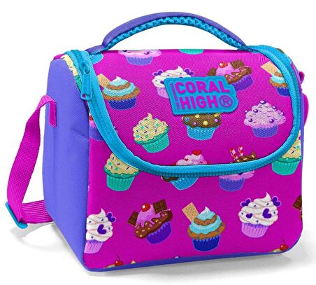 Coral High Kız Çocuk Lavanta Mor Cupcake Okul Beslenme Çantası - Isı Yalıtımlı