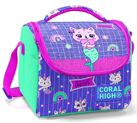 Coral High Kız Çocuk Yeşil Mavi Unicorn Okul Beslenme Çantası - Thermo Yalıtımlı