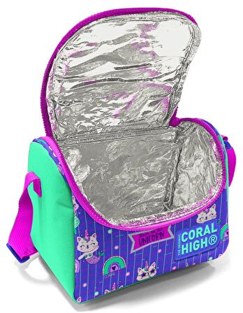 Coral High Kız Çocuk Yeşil Mavi Unicorn Okul Beslenme Çantası - Thermo Yalıtımlı