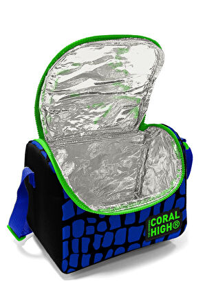 Coral High Kids Siyah Saks Ejderha Desenli Thermo Beslenme Çantası 11866