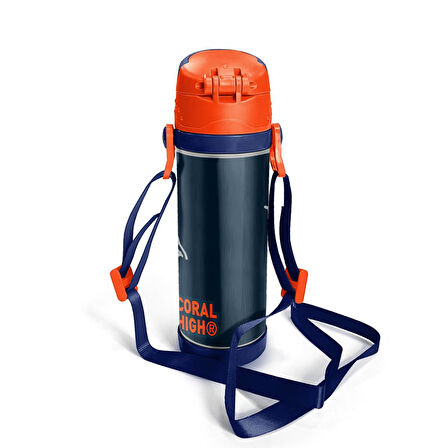 Coral High Kids Lacivert Turuncu Basketbol Desenli Pipetli Çelik Termos 500 ml 11927