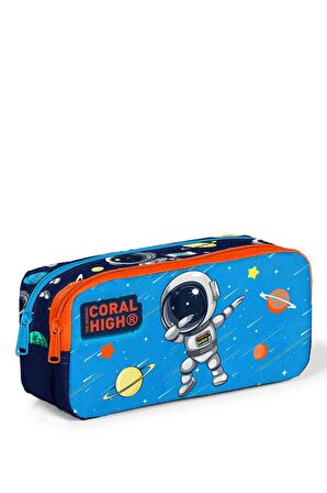 Erkek Çocuk Coral High Kids Astronot Desenli İki Bölmeli Kalem Çantası 12058